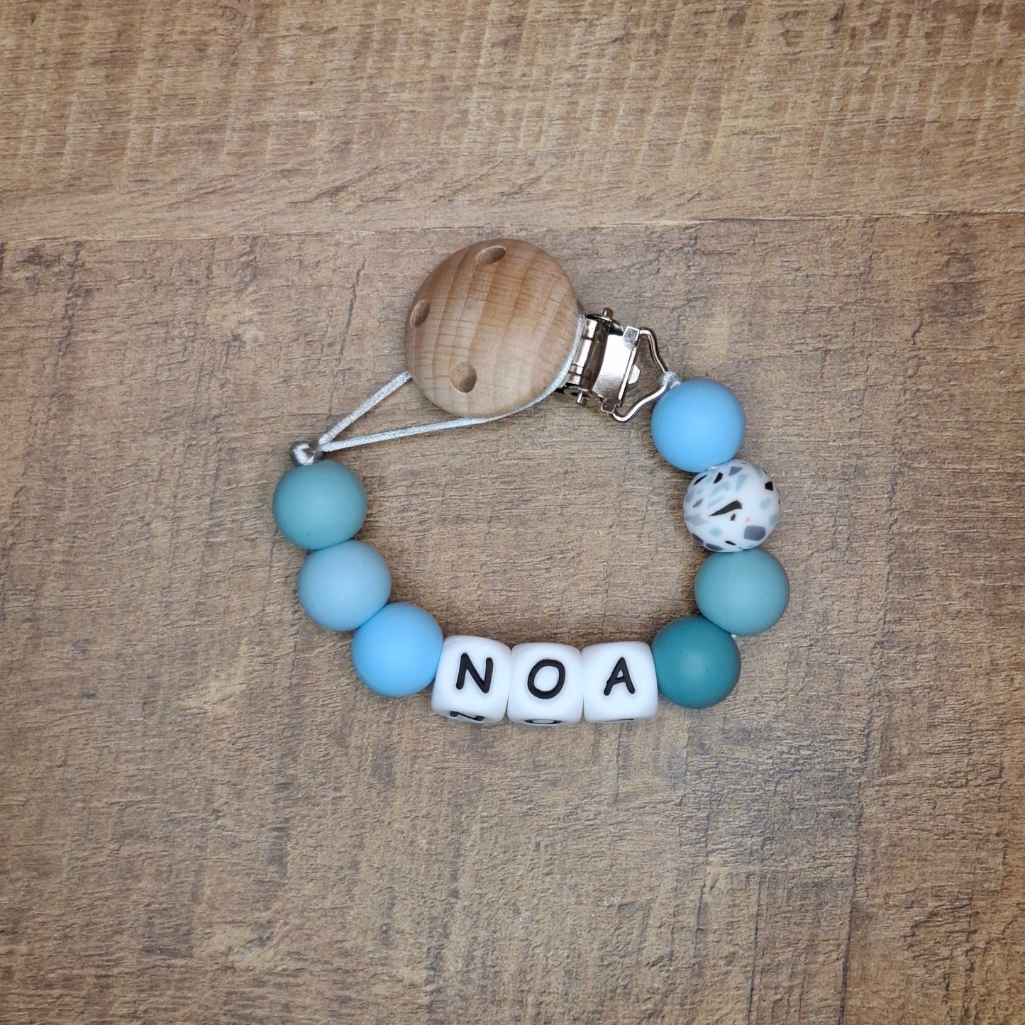 Speenkoord met naam | Blauw-groen